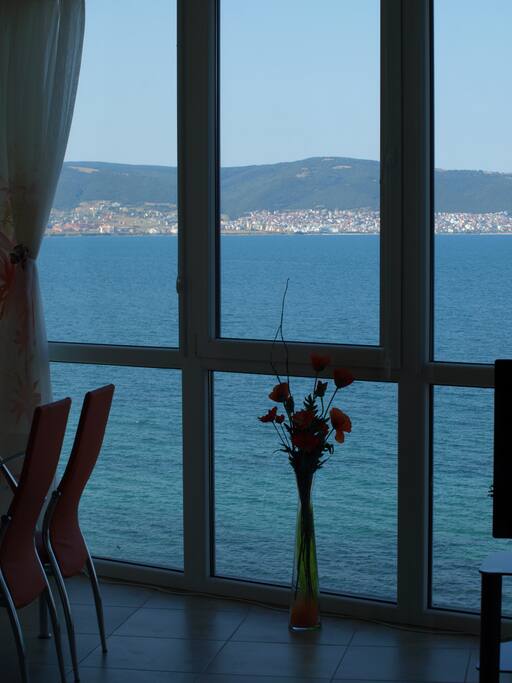 View of the sea and mountains