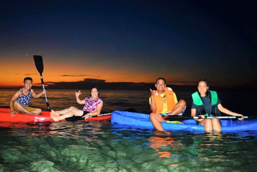 kayaking on lovely sunset