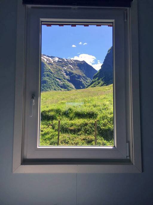 Undredal Valley outlook from window.