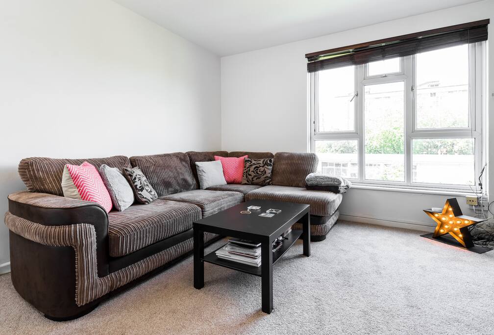 The perfect place to snuggle up and watch a movie.