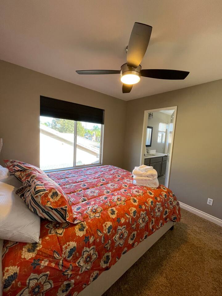 Upstairs bedroom with attached Jack and Jill bathroom 