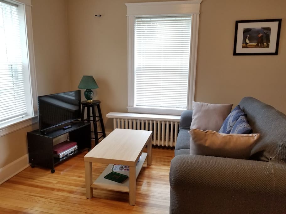 Smart TV - no cable, but free TV and movie apps are installed.