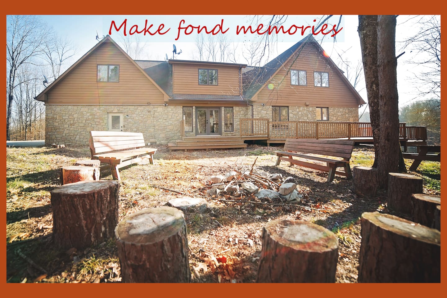 9 bedrooms, pond, 40 private acres by Brown County