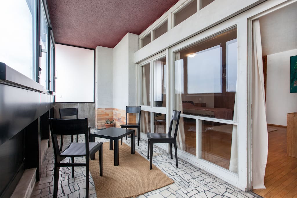 Balcony offers views towards the old city centre and the Alps