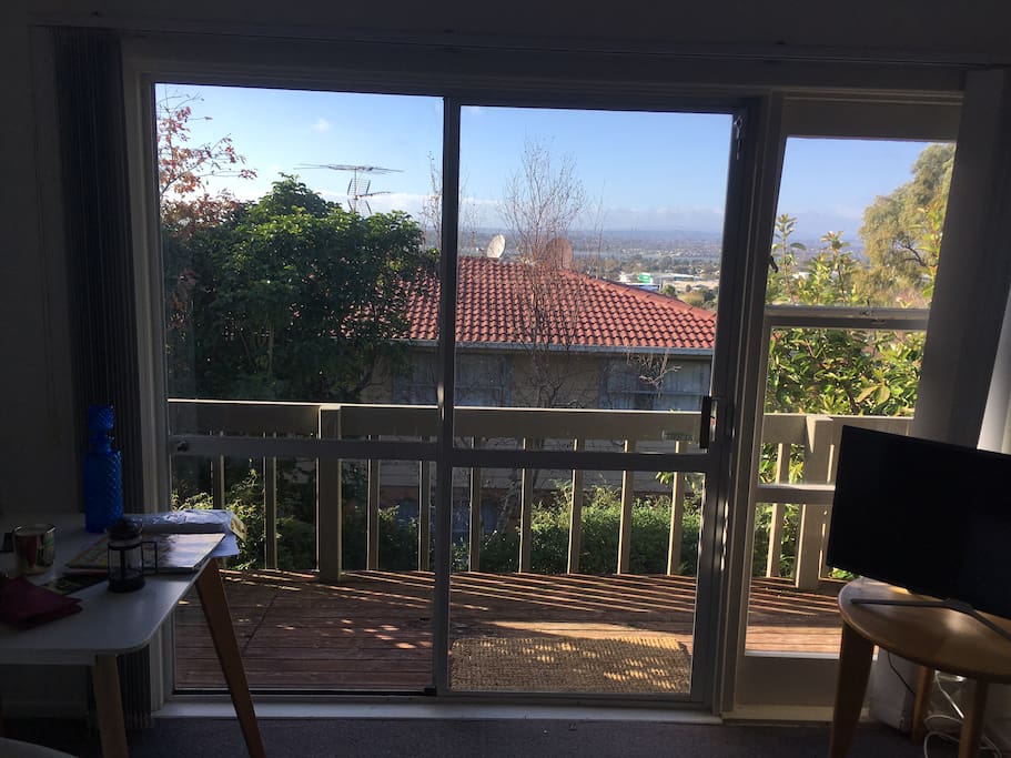 Large balcony with sea views