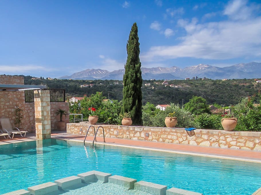 Pool with White mountains in background
