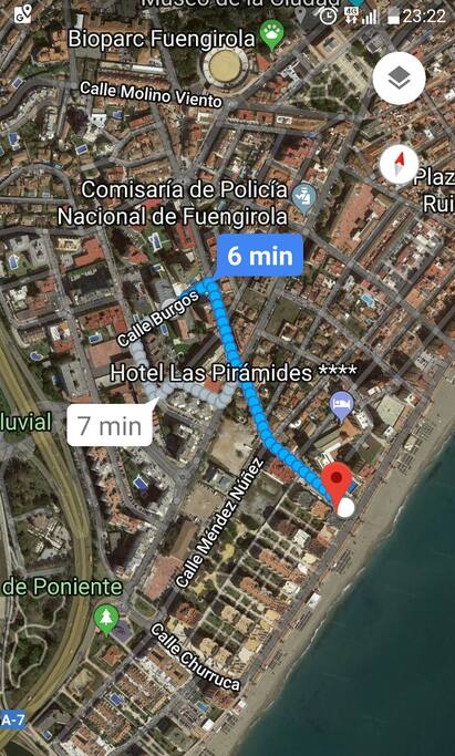 tiempo a pie a la playa