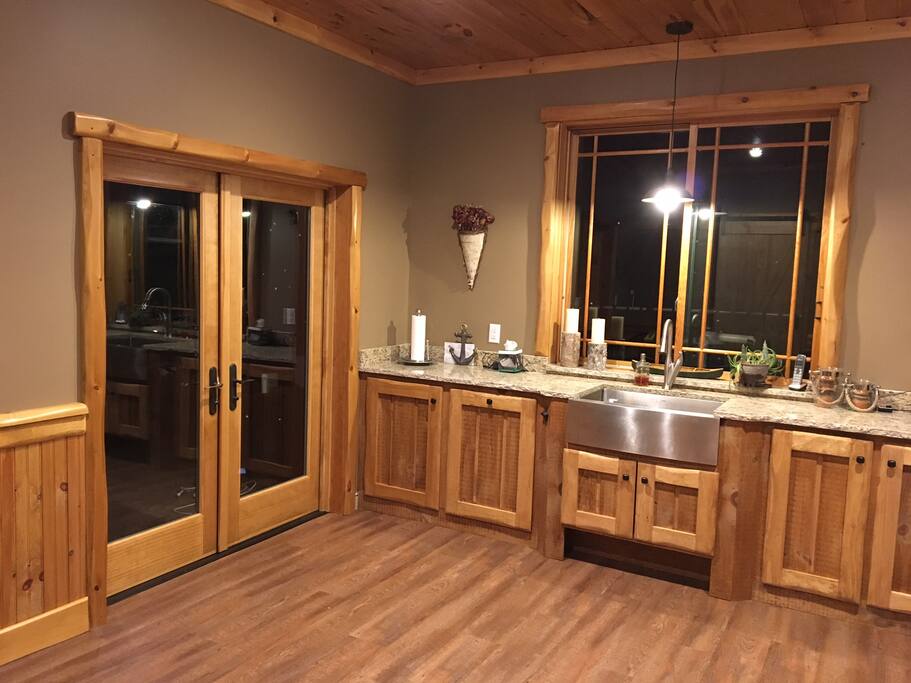 Doors out to pool area