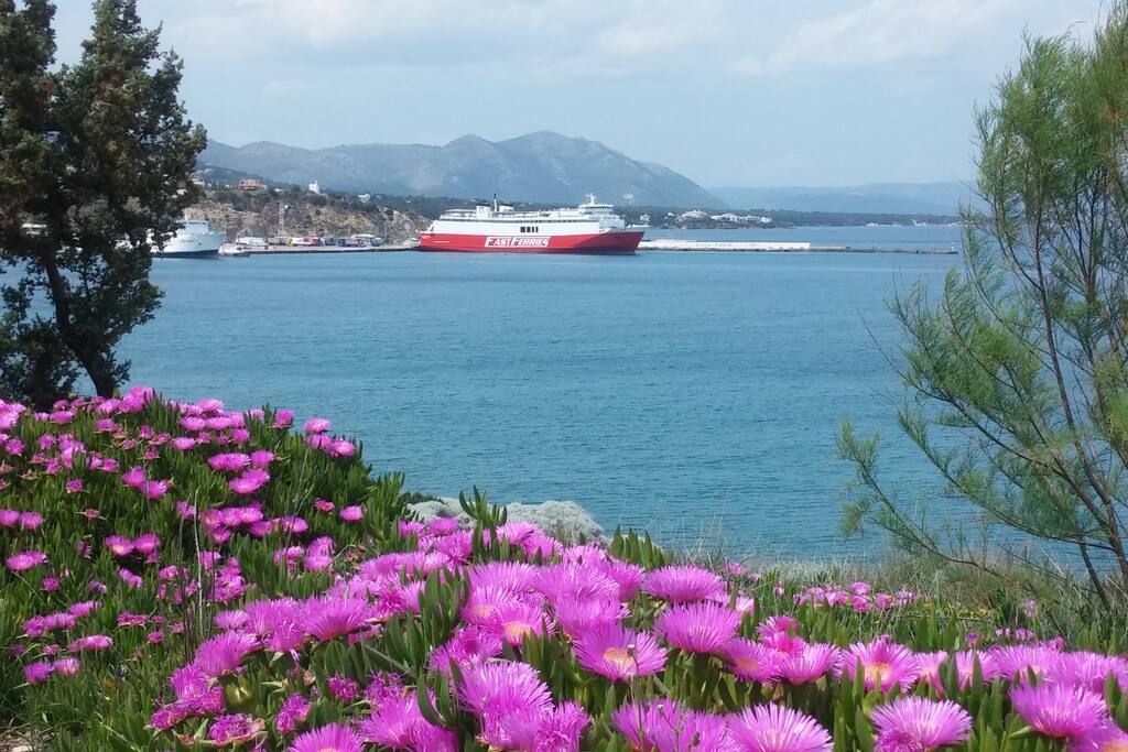 Fantastic view from the front balcony to the Rafina port