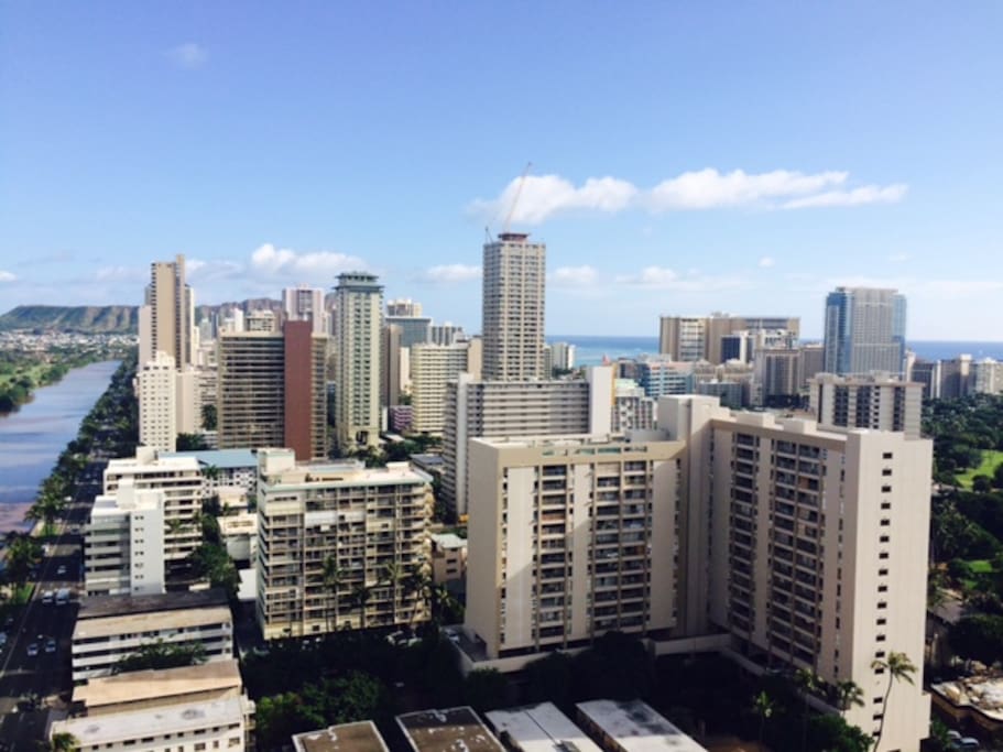 View of Diamond Head, Canal and Ocean (looking East)