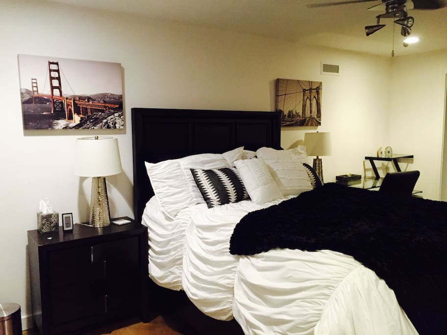 Master bedroom with work space area.