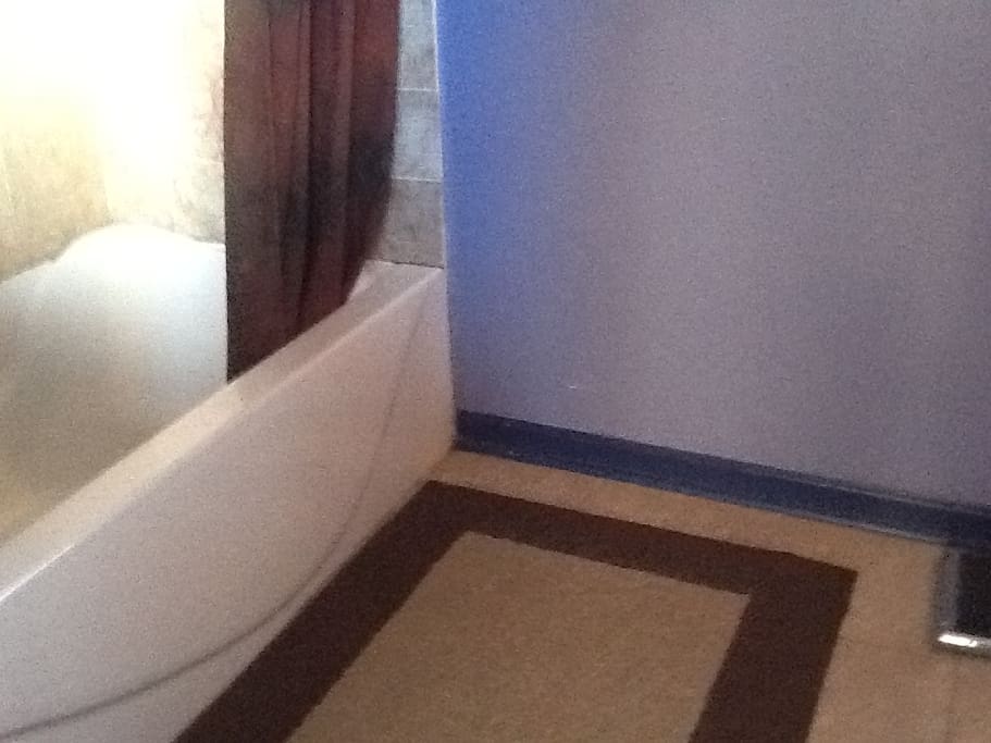 There is a half bath on the 1st floor, and two full baths on the 2nd floor that you're welcome to choose from.