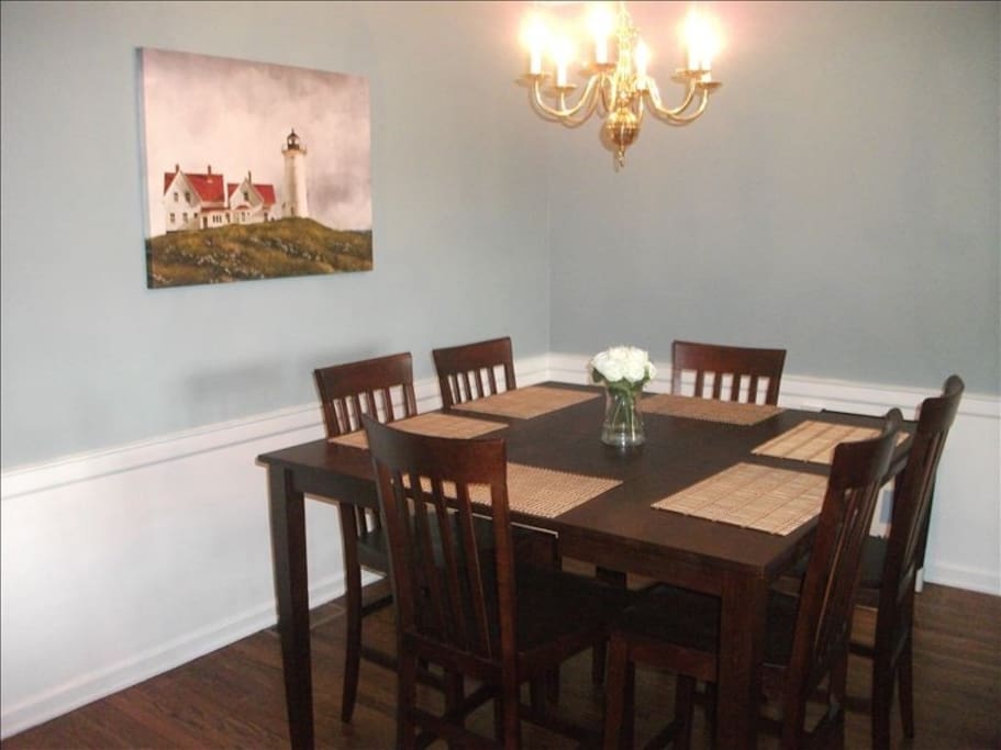 Dining area with hardwood floors