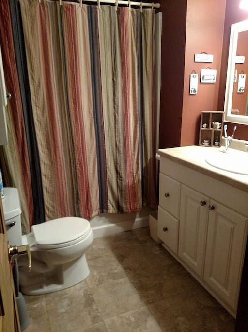 Shared bathroom, simple and clean.