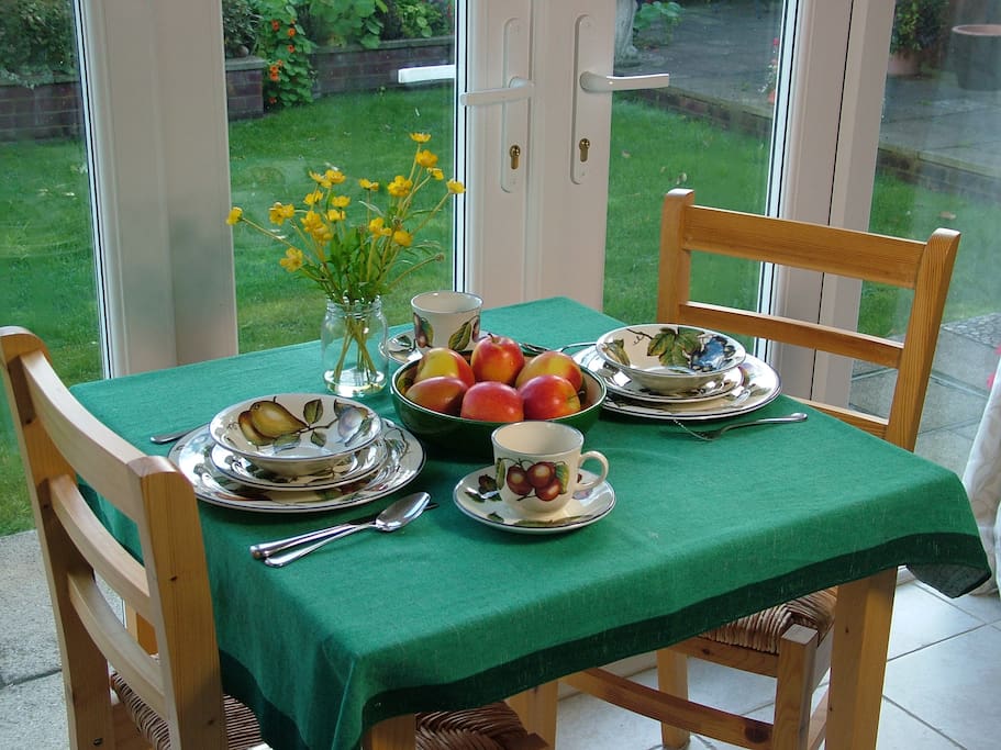Enjoy the early morning sun over breakfast.