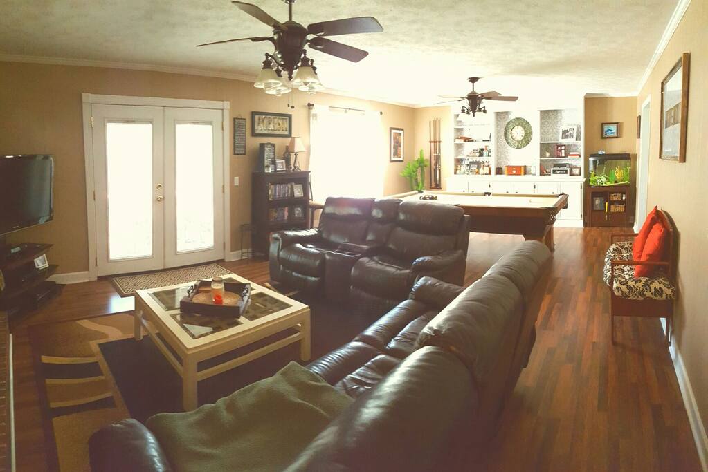 8 ft. pool table and living room