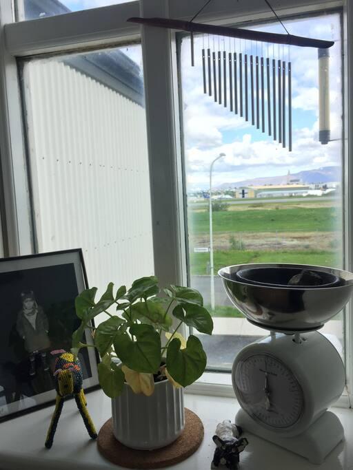 View from dining area, overlooking Hallgrímskirkja and Esjan mountain