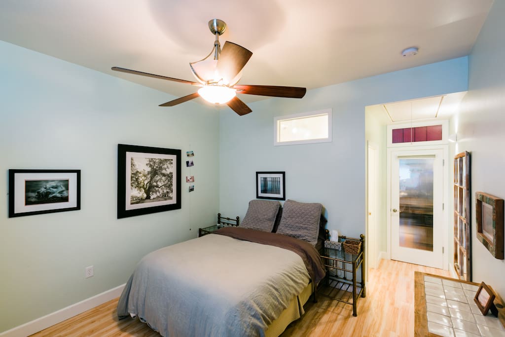 Bedroom ~ note: the host's office space is thru thru the glass door and may be in use during regular business hours.