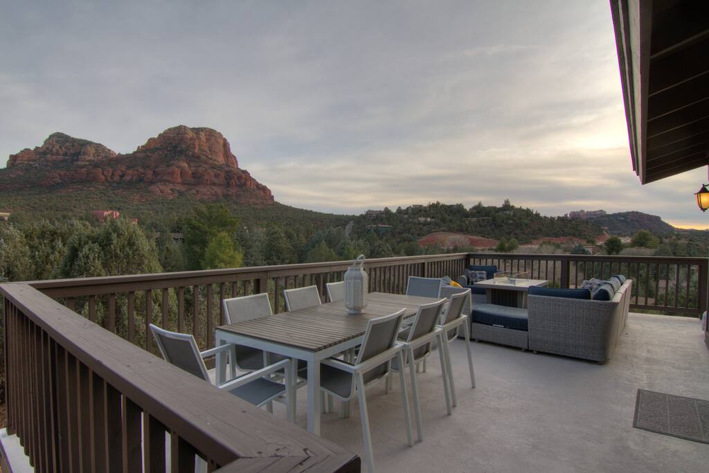 The large, wraparound deck is one of the best things about this house.