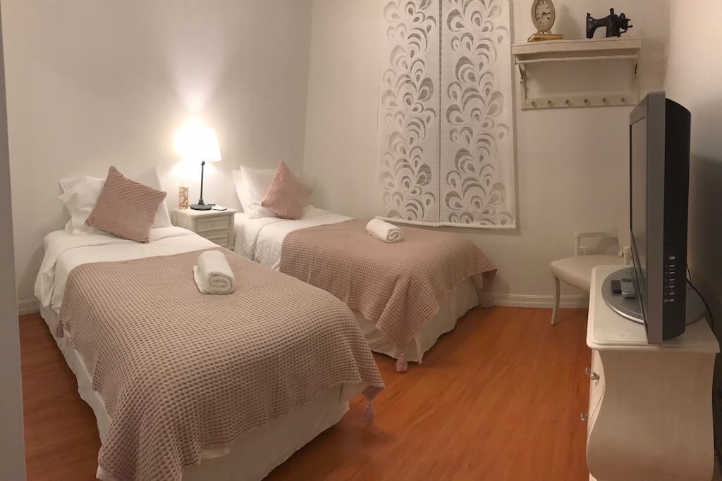 Twin Beds w/ Pillow top mattresses to rest & relax.