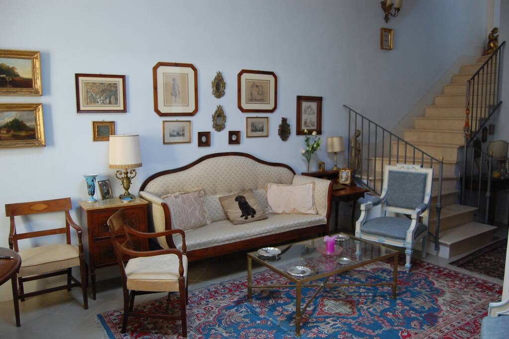 The livingroom and stairs to get to the first floor