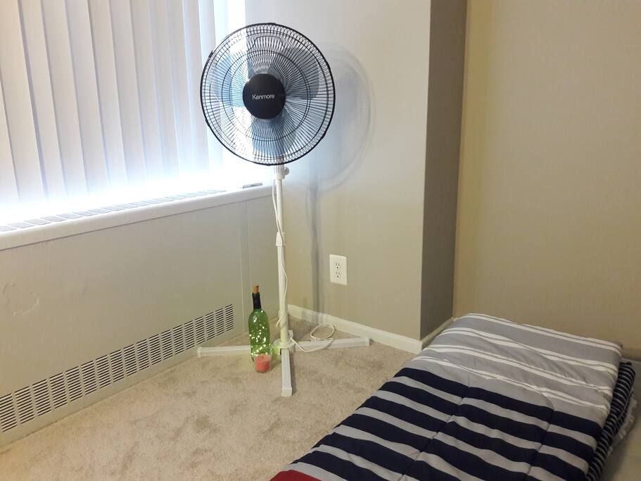 Bedroom with curtains closed
