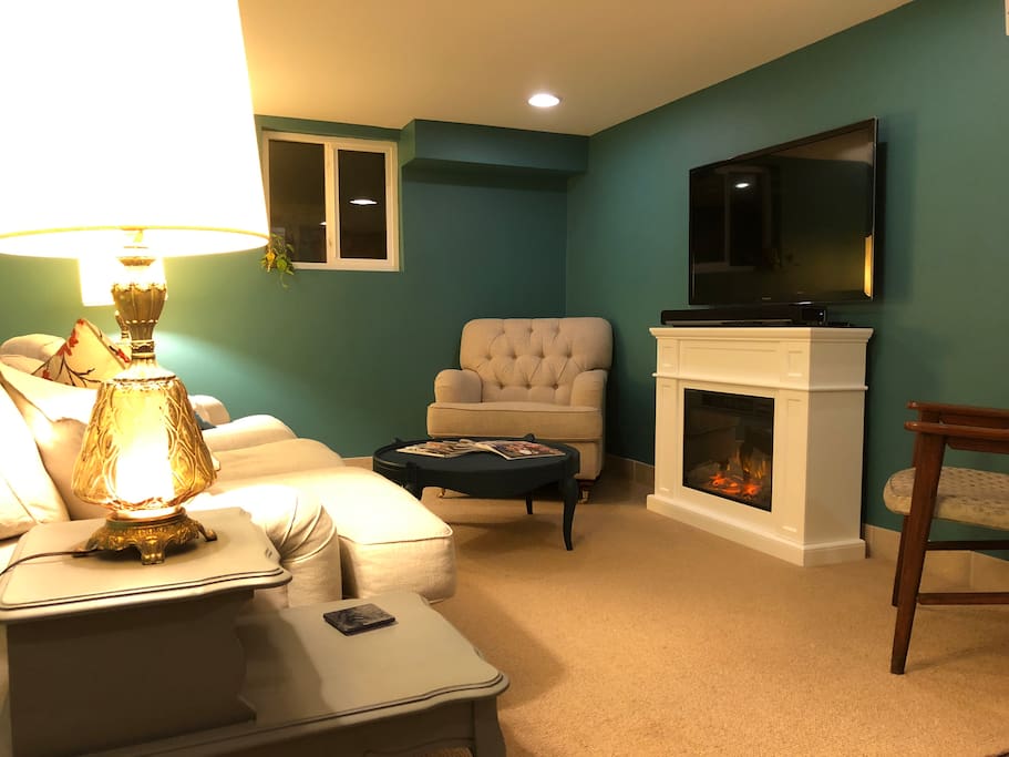 Curl up on a cozy couch and watch a movie on a chilly night.
