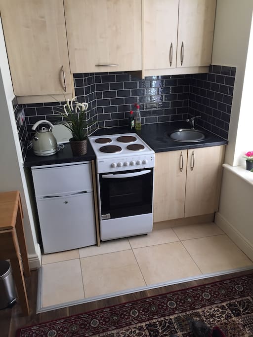 Small fully equipped kitchen area