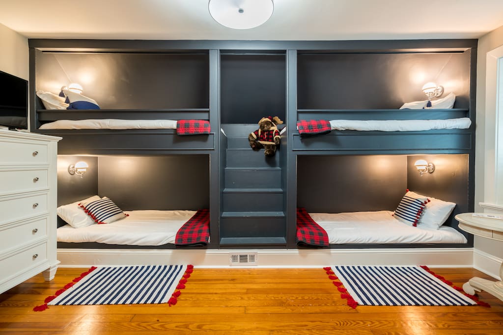 Bunk Beds that children will love and adults will feel like a kid again! To die for comfortable mattress, you won't want to leave this handcrafted built in bunk!