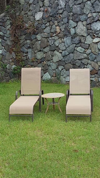 Garden seating for coffee or tea!