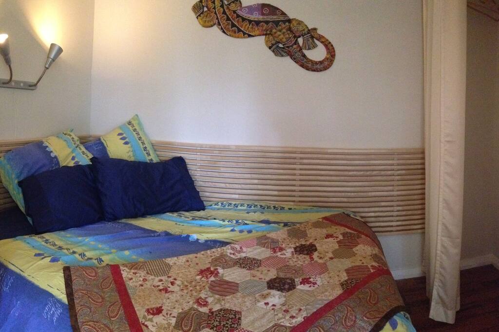 The bedroom in Blue Wren Cabin