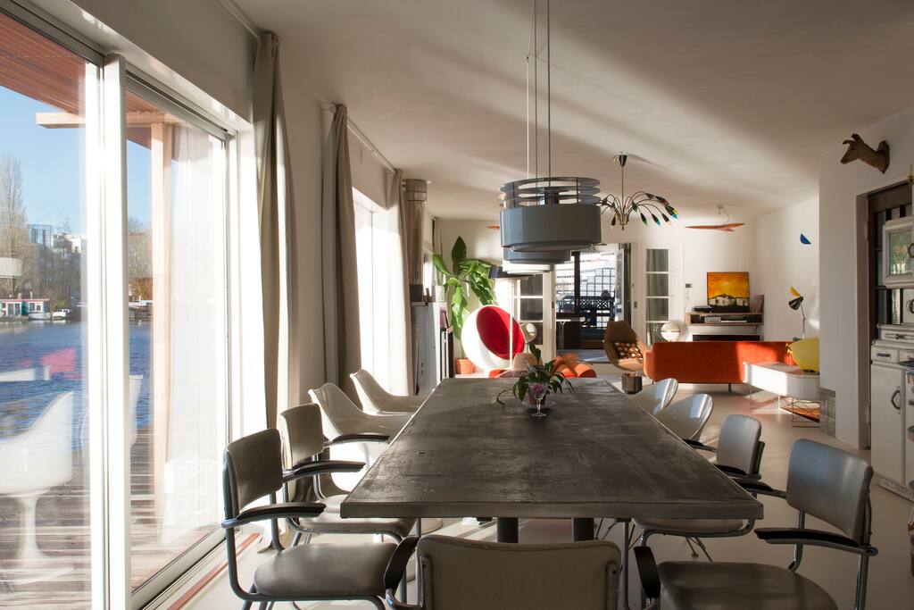Spacious living with dining table