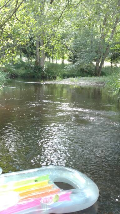 Prepping for a creek float on a hot day