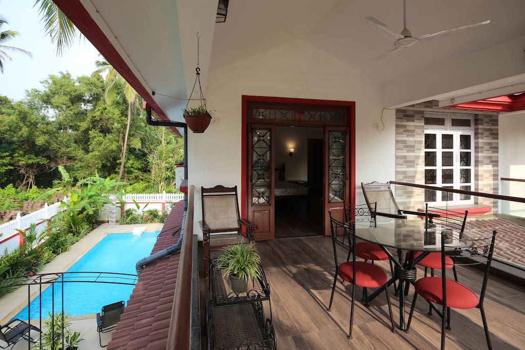 Swimming Pool view from covered terrace on level one