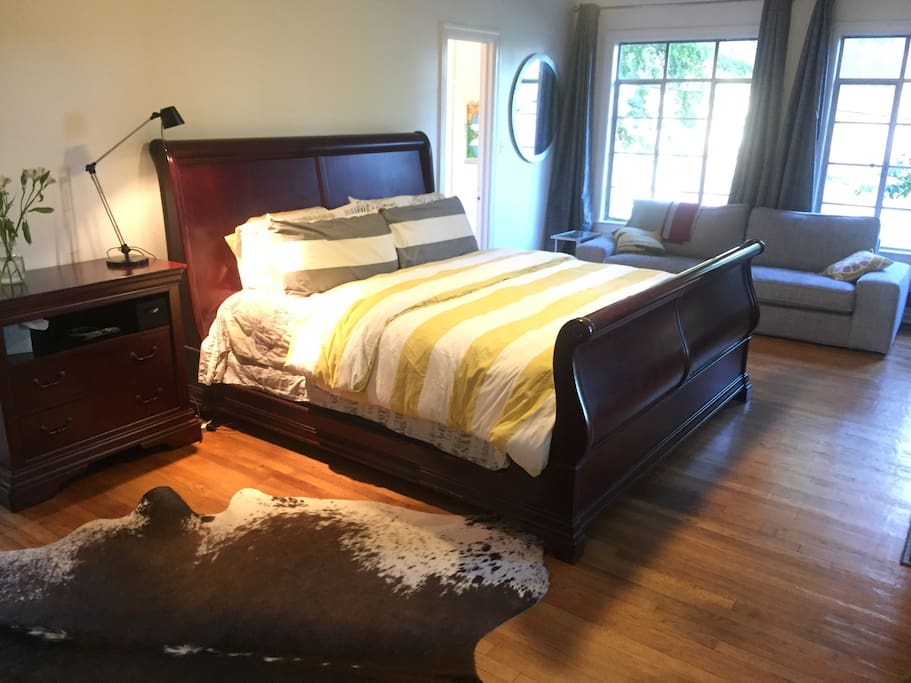 Master bedroom. King size bed.
