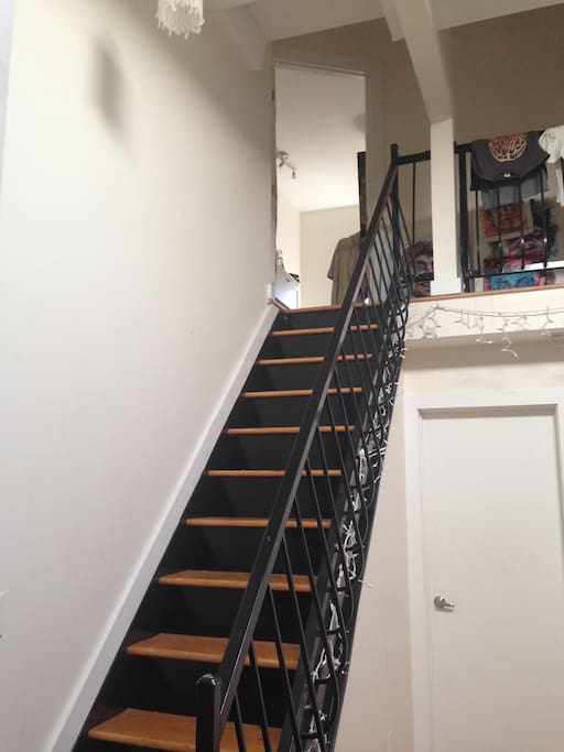 Stairs up to the room