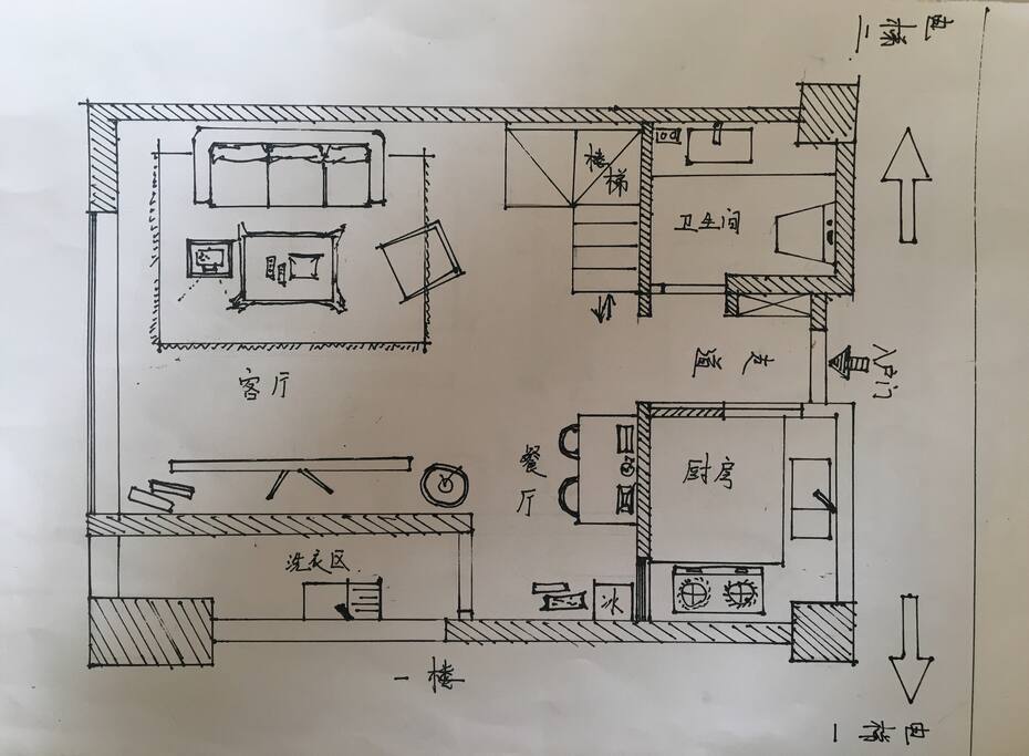 一楼平面手绘稿