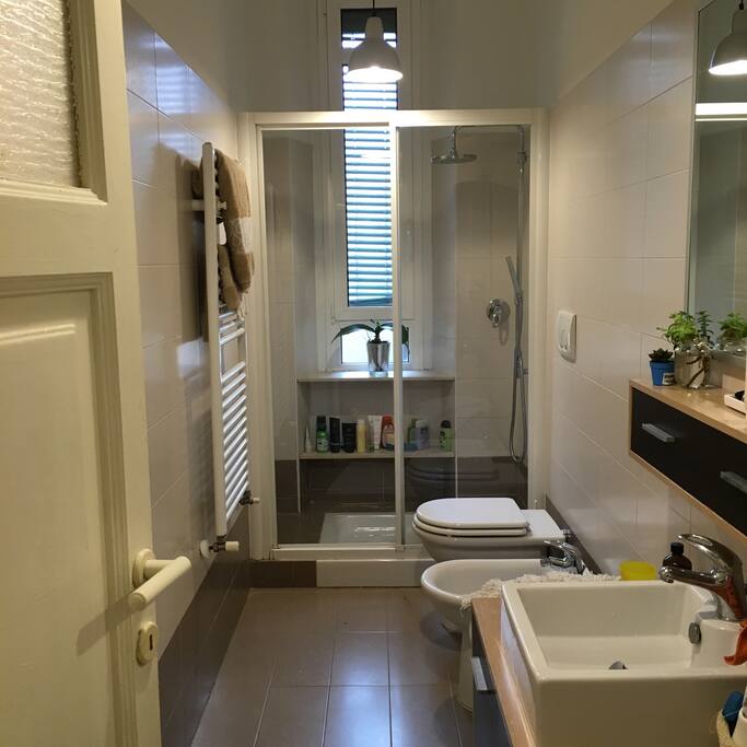 Big shower with all you need to take care of yourself and relax