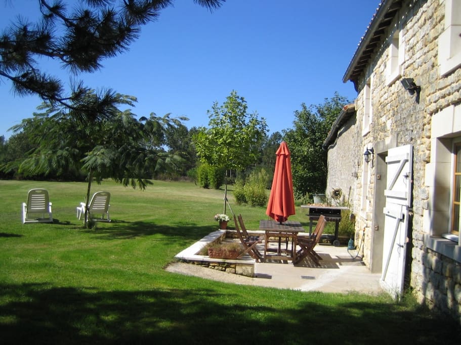 The Cottage patio area and gardens.