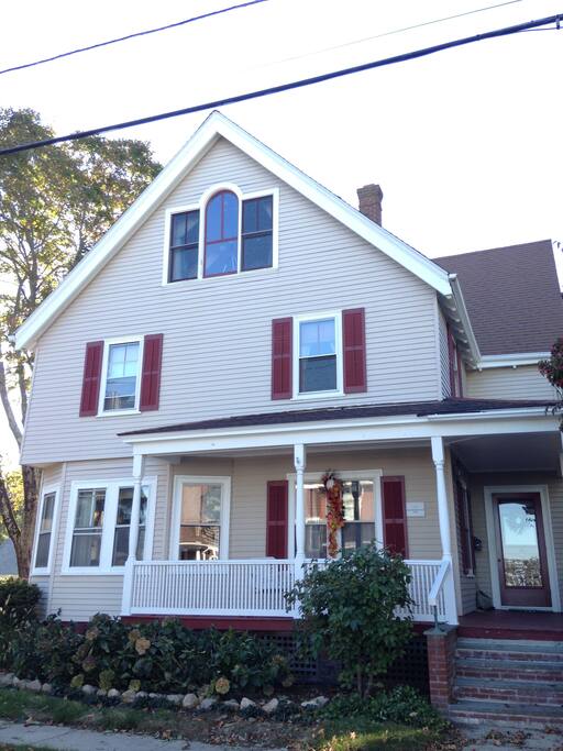 This is our house. The rooms are on the 2nd floor. The blue, twin, bedroom is on the left.