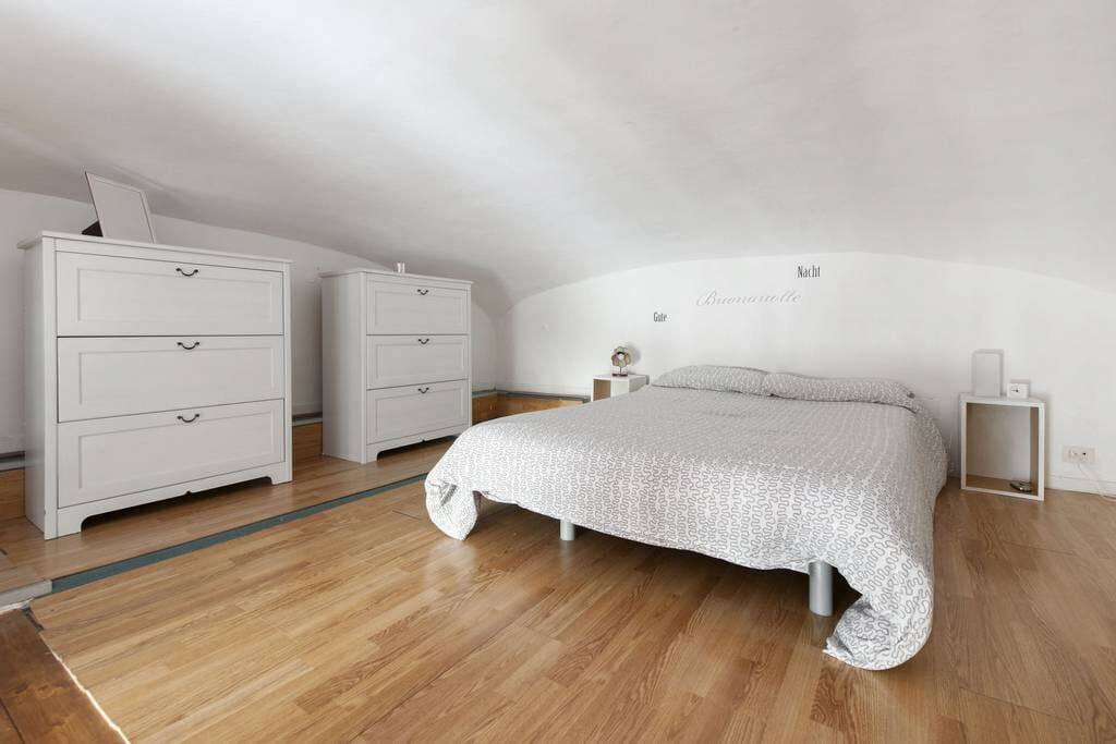 Room is a wide one
mezzanine room with a barrel ceiling, pay attention to the head