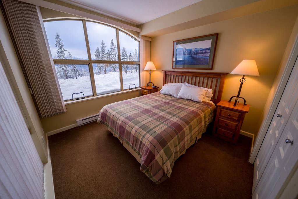 Drift to sleep in the comfortable beds with beautiful bright windows