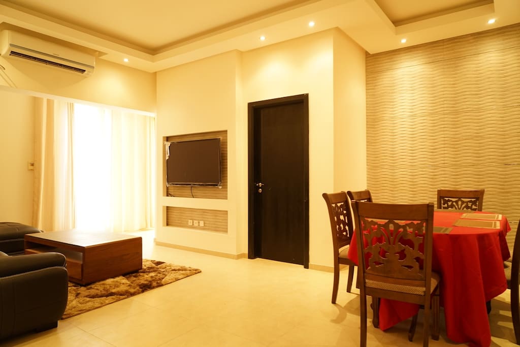 Brand new salon furnitures , AC and big screen cabled TV.