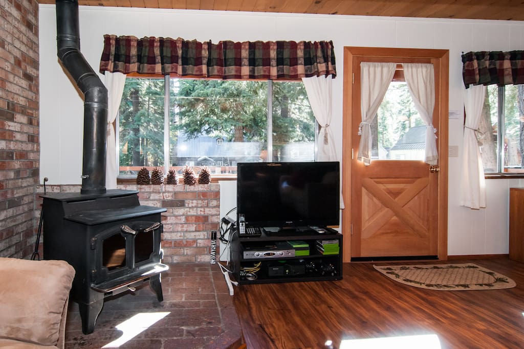 Old school wood burning fireplace! (or you can just use the central heating.) They're good for s'mores if you're too lazy to get the BBQ going. And, oh yes, cable TV with a DVD player and dozens of DVDs to choose from, and even an older model X-Box for your retro gaming thrills.