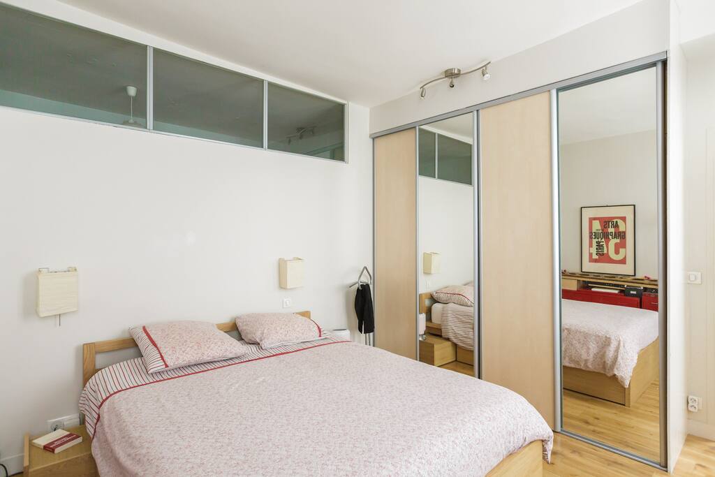 New queen-size bed with memory foam mattress