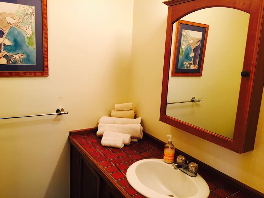 Bathroom complete with towels.