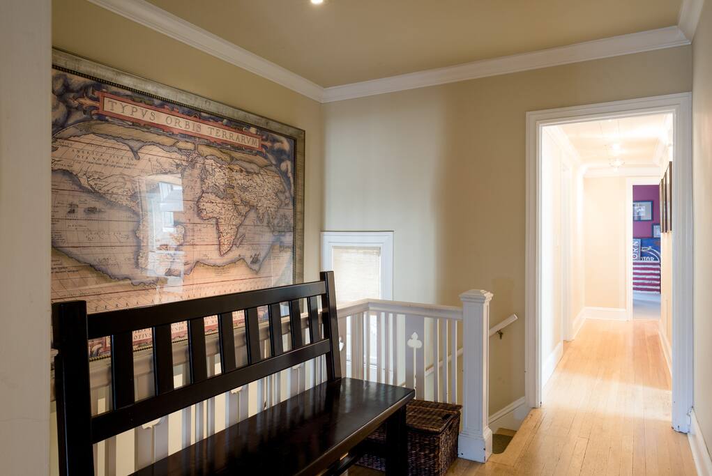 Large beautiful Latin Map above the stairs leading up to the Condo.