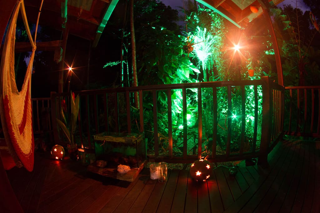The candlelit deck by night