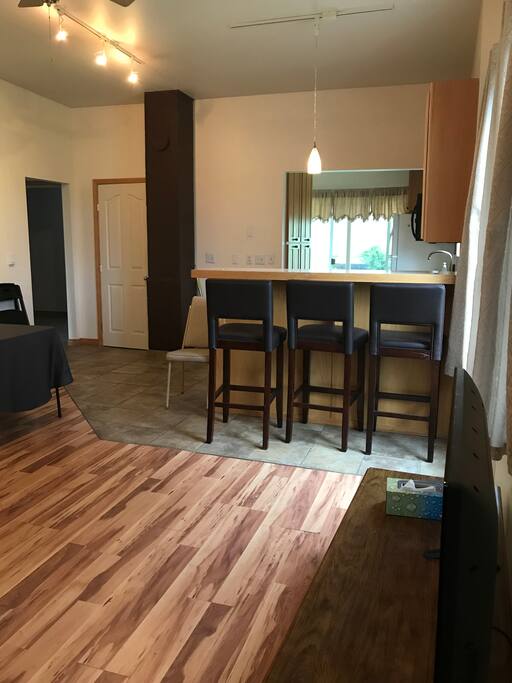 Living room and kitchen