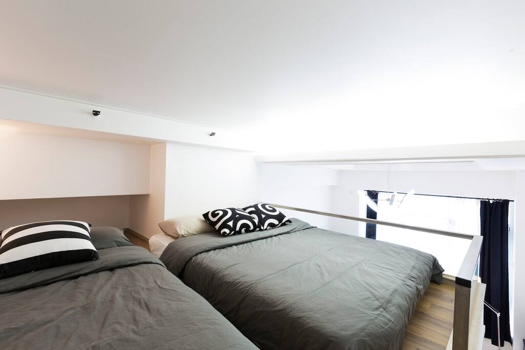 Two queen-size bed on the upper floor